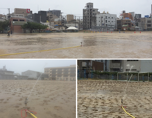 芝生の散水用スプリンクラー