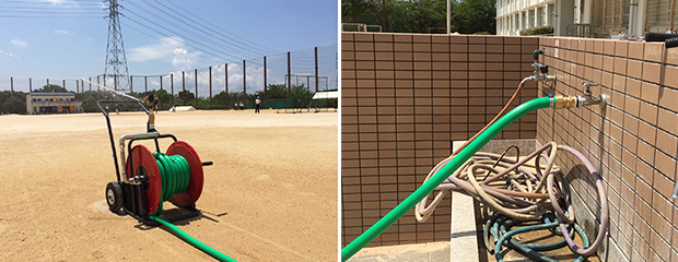 兵庫県神戸市中学のグランド散水