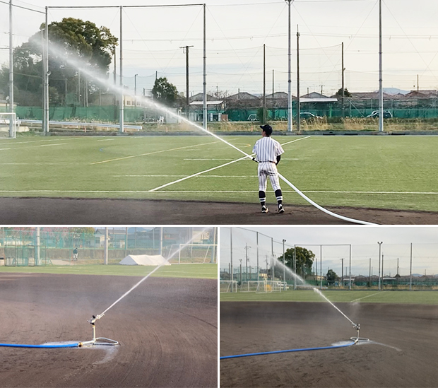滋賀県草津市野球場内外野への散水
