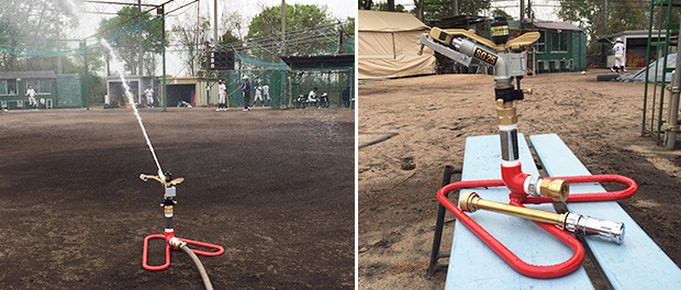兵庫県小野市での野球グランド散水スプレーガン