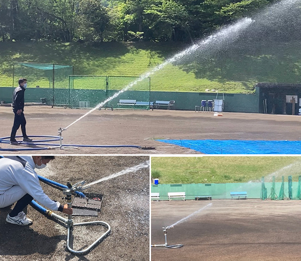 京都市立命館大学野球グランド散水